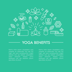 Yoga benefits poster or iluustration for an article.