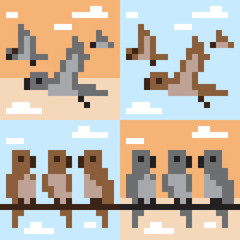pixel art bird