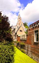 Fototapeta na wymiar Canal and old houses in Mechelen, Belgium
