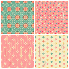 Collection of four retro different vector seamless patterns