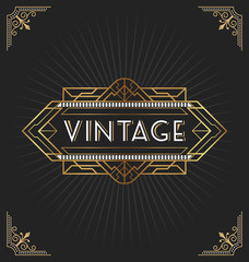 Vintage art deco frame for decorative design, invitation, banner. Vintage geometric line art frame. Vector illustration