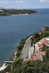 Obraz premium DUBROVNIK CROATIA - MAY 2016 - An overview of the E65 a quiet coatal road heading north out of Dubrovnik Croatia