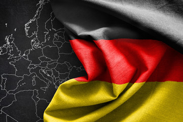 Flag of Germany on map background