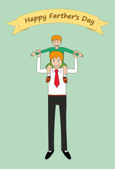 vector illustration of father carrying son on shoulders. father's day concepts. eps 10
