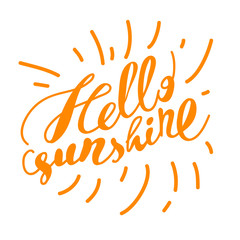 Hand drawn summer card. Letternig, text message isolated on black background. Hand written font, abc. Ink drawing. 