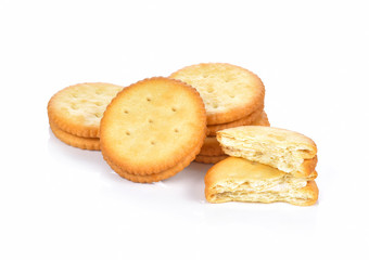 Fototapeta na wymiar Cracker cookie on white background