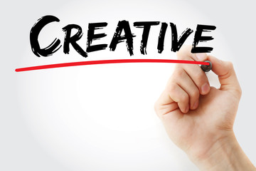Hand writing Creative with marker, business concept