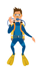 Diver isolated vector illustration.