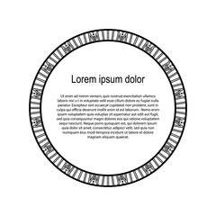 Round black and white border frame. Geometric ornament. Can be used for decoration and design photo frame, menu, card, scrapbook, album. Vector Illustration