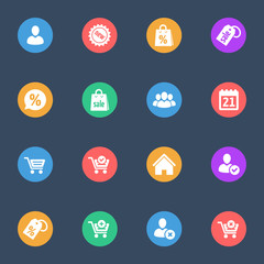 web shopping flat  icons