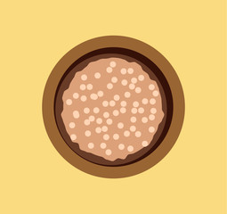 Buckwheat plate vector illustration.