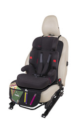 Naklejka premium Child safety seat. Baby car seat with car seat isolated on white