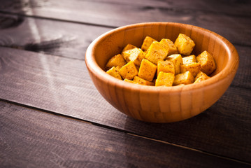 Fototapeta premium Cubes of fried tofu