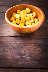 Cubes of fried tofu