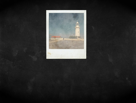 Instant photo on black