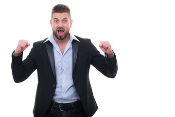 erfolgreicher geschäftsamnn jubelt