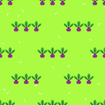 Seamless pattern with beet vector background. Perfect for wallpapers, pattern fills, web page backgrounds, surface textures, textile. Eco food. Green background
