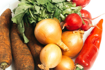 Fresh vegetables isolated on white