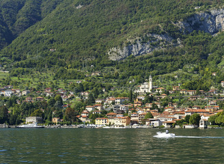 Fototapeta na wymiar Azzano di Mezzegra, lies on the northwestern shore of Lake Como between Tremezzo and Lenno at the foot of Tremezzo Mountain, Italy, sept. 2015