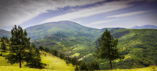 mountain valley in kosovo - obrazy, fototapety, plakaty