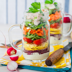 Rainbow Picnic Salad in a Mason Jar