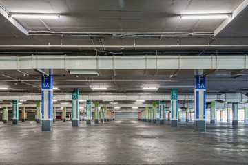 Parking garage interior, industrial building,Empty underground p