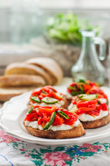 Rоasted Pepper, Cucumber and Feta Bruschetta