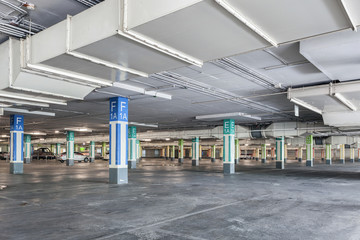 Parking garage interior, industrial building,Empty underground p
