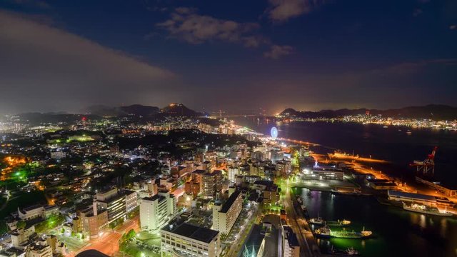 Shimonoseki, Japan skyline over the Kanmon Straits.