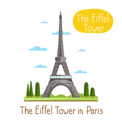 Eiffel Tower in Paris. Famous world landmarks icon concept. Journey around the world. Tourism and vacation theme. Modern design flat vector illustration.