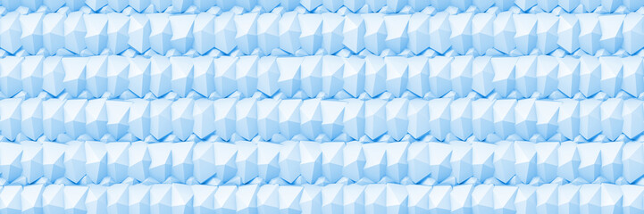 seamless rows made of light blue polygonal shapes