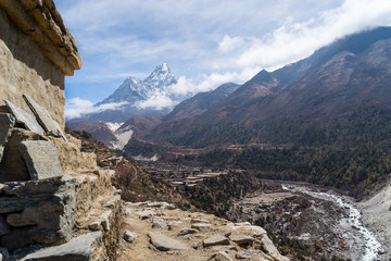 Stupa in front of Pangboche village, Everest region