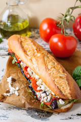 Vegetarian baguette sandwich