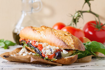 Vegetarian baguette sandwich