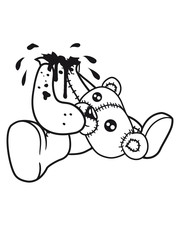 decapitated head drops polar spatter blood disgusting demolished death murder headless teddy bear sitting horror halloween evil