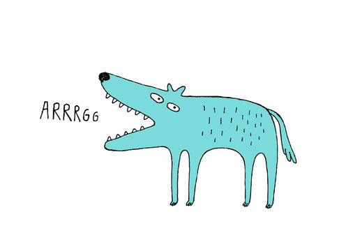 Wolf sketch, hand drawn vector illustration