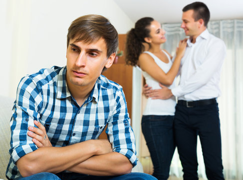 Ex-lover watching girlfriend leaving him