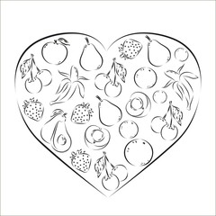 Frame with fruits, vector illustrations