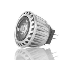 LED energy saving lamp closeup isolated on white.