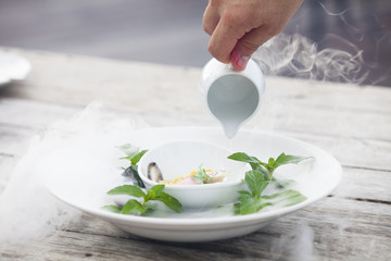 food And dry ice smoke