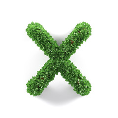 Green leaves X ecology letter alphabet font