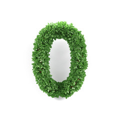 Green leaves 0 zero ecology digits alphabet font
