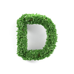 Green leaves D ecology letter alphabet font