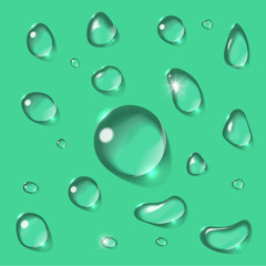 Vector realistic isolated water drop set.