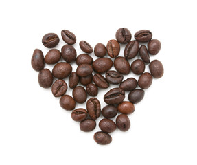 roasted coffee beans on a white background