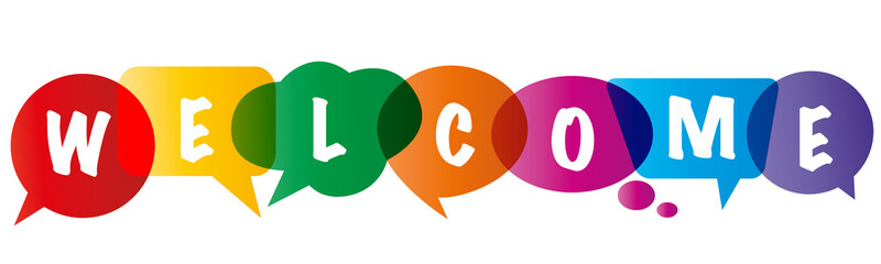 WELCOME - bunte Sprechblasen