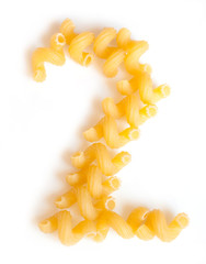 Figure 2 made of macaroni under a daylight isolated on white background - 112210217