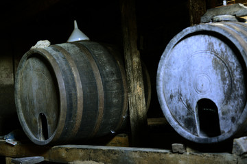 Old barrels in old wine cellar, Skender brdo - Croatia