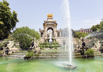 Cascade fountain of Parc de la Ciutadella in Barcelona, Spain. It was erected by Josep Fontsere and to a small extent by Antoni Gaudi