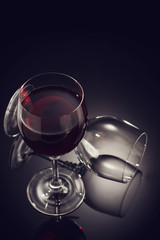 wine glass on black